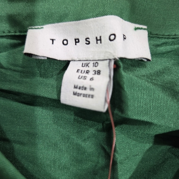 Topshop Emerald Green Blouse Size US 6 - Picture 4 of 10